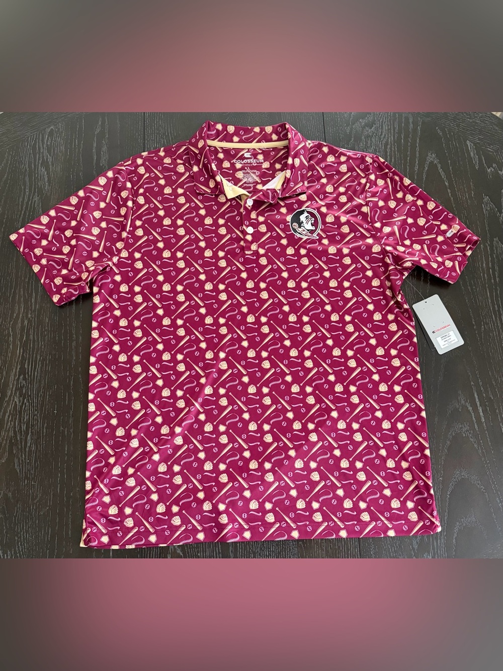 Colosseum Florida State Seminoles Men’s Polo- Baseball Theme